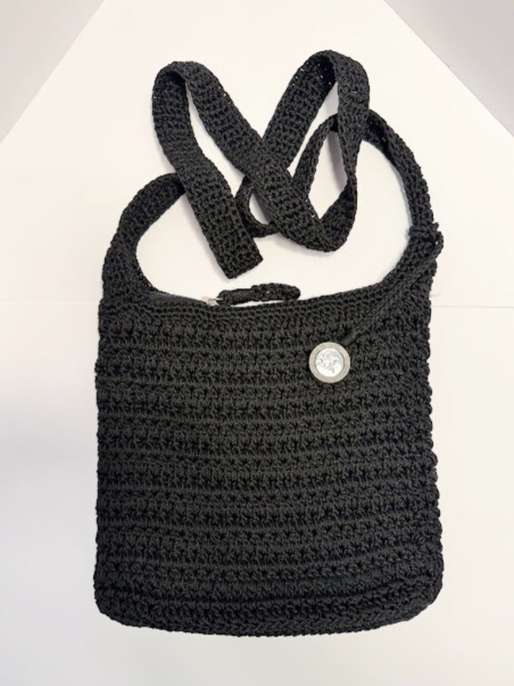 Crocheted Black Cross Body Bag - The Sak